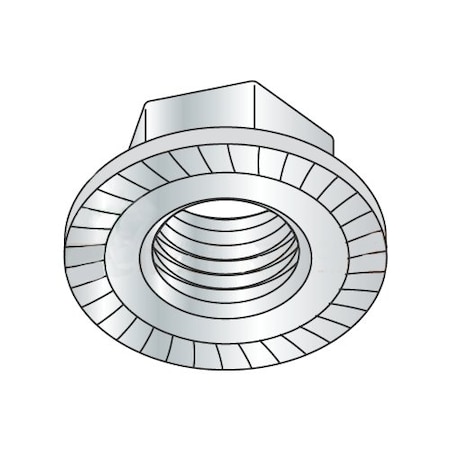 Newport Fasteners Serrated Lock Nut, 3/8"-16, Steel, Zinc Plated, 0.23 in Ht, 1000 PK 499707